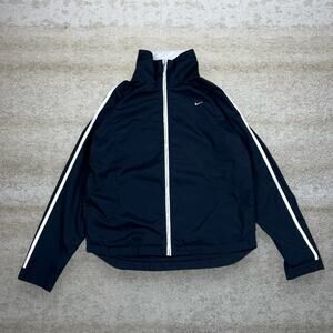 Vintage Y2K Nike Windbreaker Track Jacket Womens L Black White Light Weight Zip